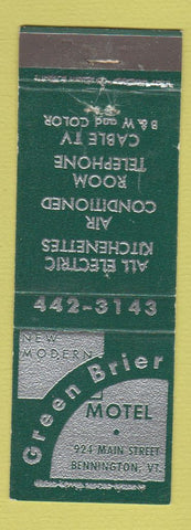 Matchbook Cover - Green Brier Motel Bennington VT