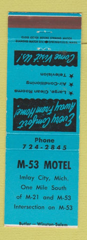 Matchbook Cover - M-53 Motel Imlay City MI BLUE