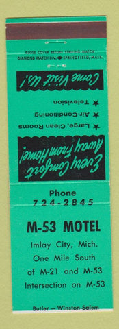 Matchbook Cover - M-53 Motel Imlay City MI GREEN