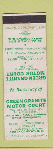 Matchbook Cover - Green Granite Motor Court North Conway NH
