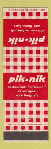 Matchbook Cover - Pik Nik Drive In Restaurant QC