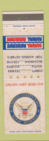 Matchbook Cover - US Naval Reserve Recruiting Seattle Everett Port Angeles WA