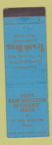 Matchbook Cover - Forst Sam Houston Officers' Mess TX Frank Bros Army Store WEAR