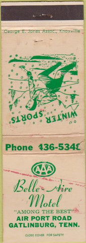 Matchbook Cover - Belle Aire Motel Gatlinburg TN girlie POOR