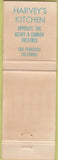 Matchbook Cover - Harvey's Kitchen San Francisco CA