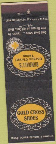 Matchbook Cover - Gold Cross Shoes Randall's Corpus Christi TX
