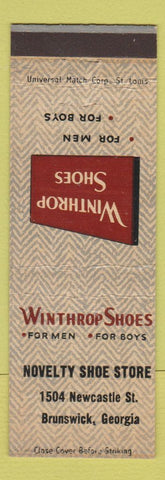 Matchbook Cover - Winthrop Shoes Novelty Shoe Store Brunswick GA