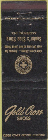 Matchbook Cover - Gold Cross Shoes Sauter's Anderson IN