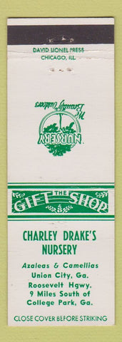 Matchbook Cover - Charles Drake's Nursery Union City GA