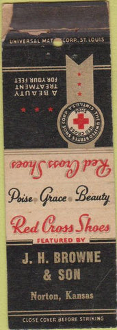 Matchbook Cover - Red Cross Shoes Norton KS WORN
