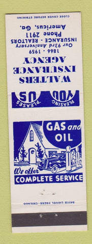 Matchbook Cover - Walters Insurance Agency Americus GA