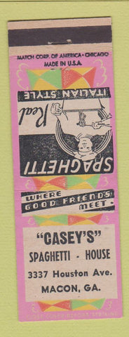 Matchbook Cover - Casey's Spaghetti House Macon GA Italian