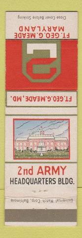 Matchbook Cover - Ft Geo Meade MD 2nd Army Headquarters