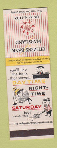 Matchbook Cover - Citizens Bank of Maryland Riverdale MD