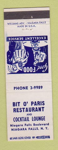 Matchbook Cover - Bit O Paris Restaurant Niagara Falls NY