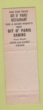 Matchbook Cover - Bit O Paris Restaurant Niagara Falls NY