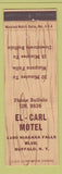 Matchbook Cover - El Carl Motel Buffalo NY