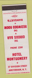 Matchbook Cover - Hotel Montgomery Amsterdam NY