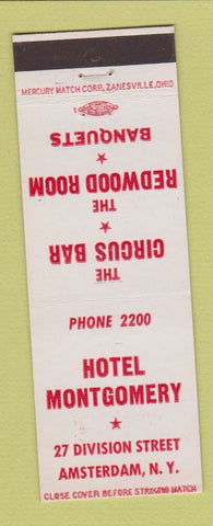 Matchbook Cover - Hotel Montgomery Amsterdam NY