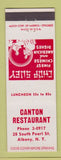 Matchbook Cover - Canton Restaurant Chinese Albany NY