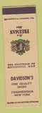 Matchbook Cover - Freeman Men's Shoes Davidson's Canandaigua NY