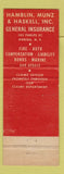 Matchbook Cover - Hamblin Munz Haskell General Insurance Oneida NY