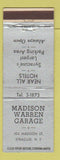 Matchbook Cover - Madison Warren Garage Syracuse NY