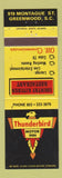 Matchbook Cover - Thunderbird Motor Inn Greenwood SC