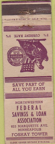 Matchbook Cover - Federal Savings Loan Minneapolis MN WORN