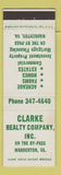 Matchbook Cover - Clarke Real Estate Warrenton VA