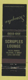 Matchbook Cover - Scruples Lounge Palatine IL WEAR