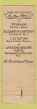 Matchbook Cover - Elizabeth Carteret Hotel Elizabeth NJ