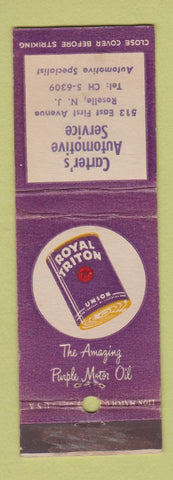 Matchbook Cover - Royal Triton Union oil gas Carter's Service Roselle NJ