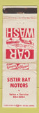 Matchbook Cover - Sister Bay Motors Car Wash WORN