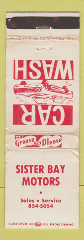 Matchbook Cover - Sister Bay Motors Car Wash WORN
