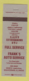 Matchbook Cover - Frank's Auto Service F&R Polaris Snowmobiles Waukegan IL