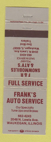Matchbook Cover - Frank's Auto Service F&R Polaris Snowmobiles Waukegan IL