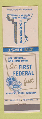 Matchbook Cover - 1st Federal Savings and Loan Beaufort SC