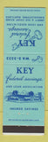 Matchbook Cover - Key Federal Savings Randallstown MD