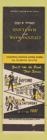 Matchbook Cover - Citizens Bank of Maryland Riverdale MD