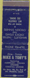 Matchbook Cover - Miek Tony's Italian food Mount Shasta CA WEAR