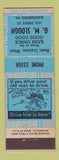 Matchbook Cover - GM Slough Restaurant Harrisburg PA ADVANCE BLUE