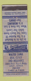 Matchbook Cover - Walter Lange Real Estate Insurance Davenport IA ADVANCE WEAR