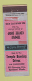Matchbook Cover - Temple Bowling Spokane WA Coffee Shop ADVANCE