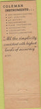 Matchbook Cover - Coleman Chemical Analysis Instruments Maywood IL