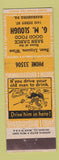 Matchbook Cover - GM Slough Restaurant Harrisburg PA ADVANCE YELLOW