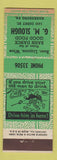 Matchbook Cover - GM Slough Restaurant Harrisburg PA ADVANCE GREEN