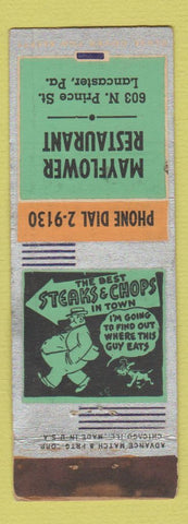 Matchbook Cover - Mayflower Restaurant Lancaster PA ADVANCE WEAR
