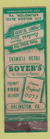 Matchbook Cover - Boyer's Flower Store Arlington VA ADVANCE WEAR