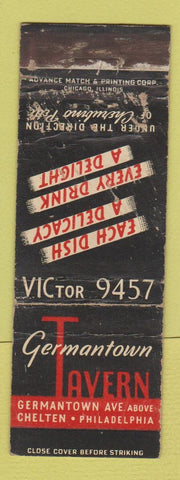 Matchbook Cover - Germantown Tavern Philadelphia PA ADVANCE WORN